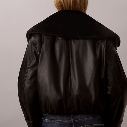 giubbotto bomber in ecopelle black da donne calvin klein jeans