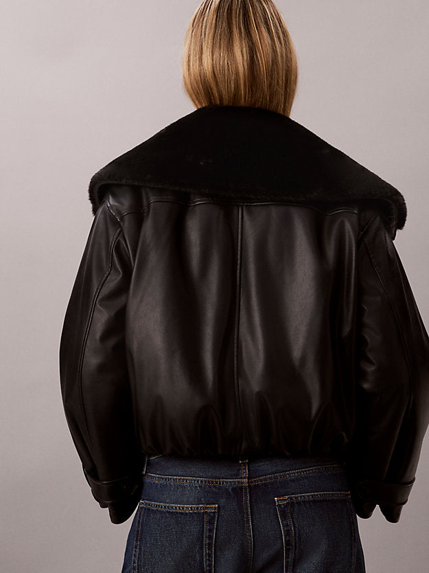 giubbotto bomber in ecopelle black da donne calvin klein jeans