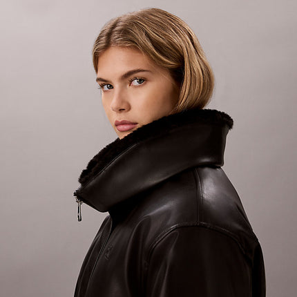 giubbotto bomber in ecopelle black da donne calvin klein jeans