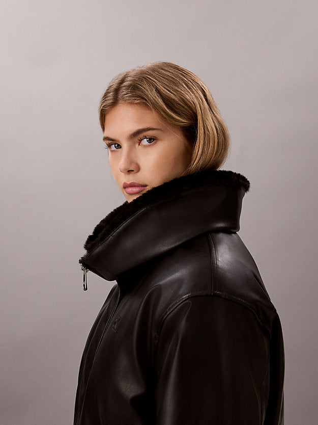 giubbotto bomber in ecopelle black da donne calvin klein jeans