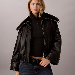giubbotto bomber in ecopelle black da donne calvin klein jeans