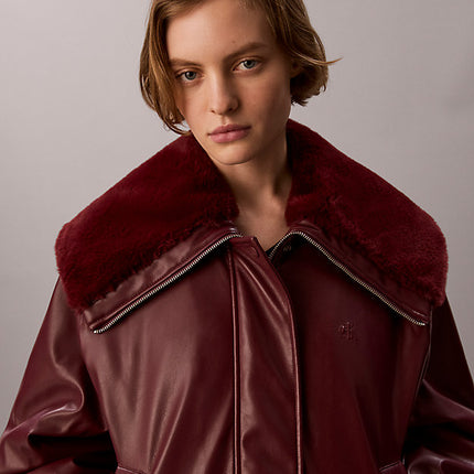 giubbotto bomber in ecopelle deep rouge da donne calvin klein jeans
