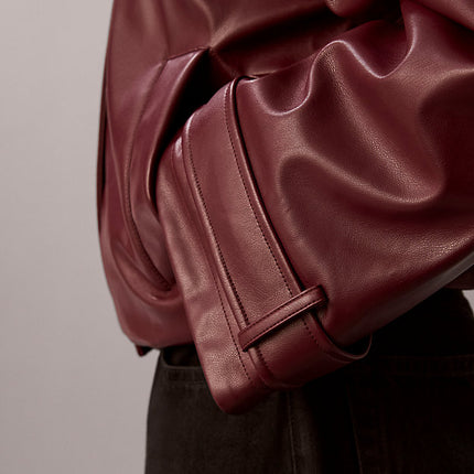 giubbotto bomber in ecopelle deep rouge da donne calvin klein jeans