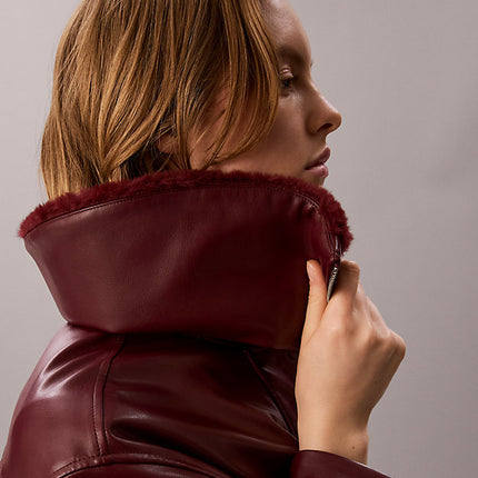 giubbotto bomber in ecopelle deep rouge da donne calvin klein jeans