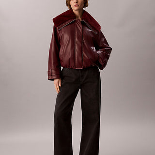 giubbotto bomber in ecopelle deep rouge da donne calvin klein jeans