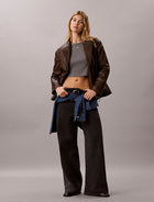 giacca da motociclista in ecopelle brown cork da donne calvin klein jeans