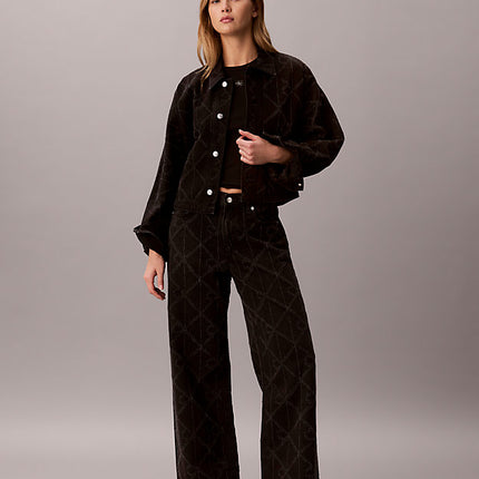 giacca di jeans con logo all-over ck worn black da donne calvin klein jeans