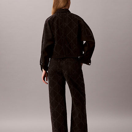 giacca di jeans con logo all-over ck worn black da donne calvin klein jeans