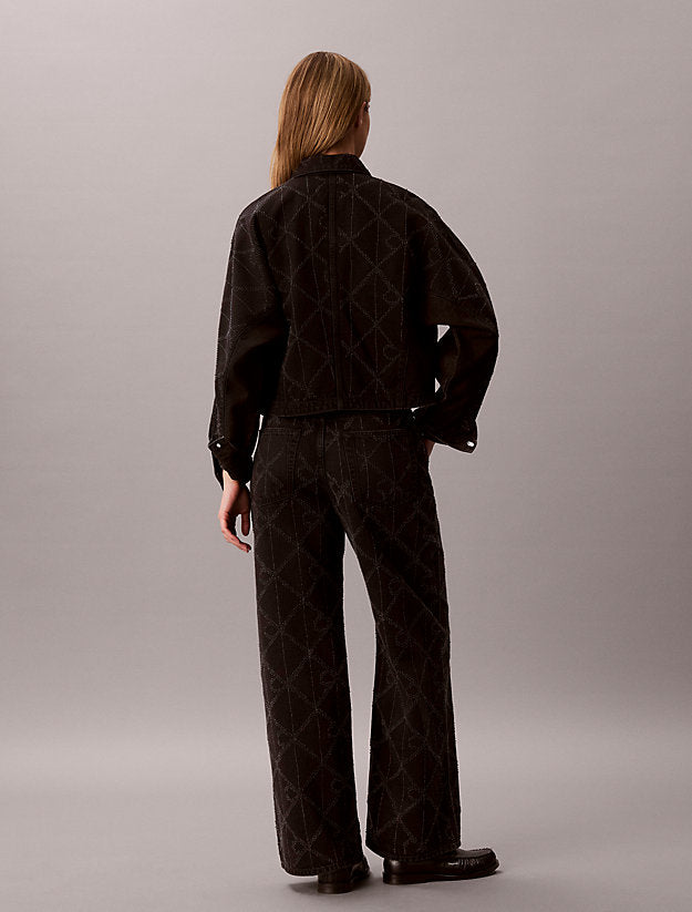 giacca di jeans con logo all-over ck worn black da donne calvin klein jeans