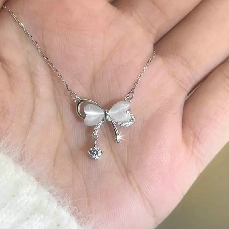 Elegante collana con ciondolo in cristallo rotondo rosa dal Design semplice collana con gioielli a catena con clavicola a stella per ragazze di moda coreana