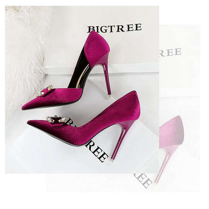 Tacchi alti di lusso Donna 7 cm Tacchi a spillo da 10,5 cm Décolleté da donna con strass in metallo Scarpe da sposa moda Scarpe da ballo sexy da donna 2026 platinumshop