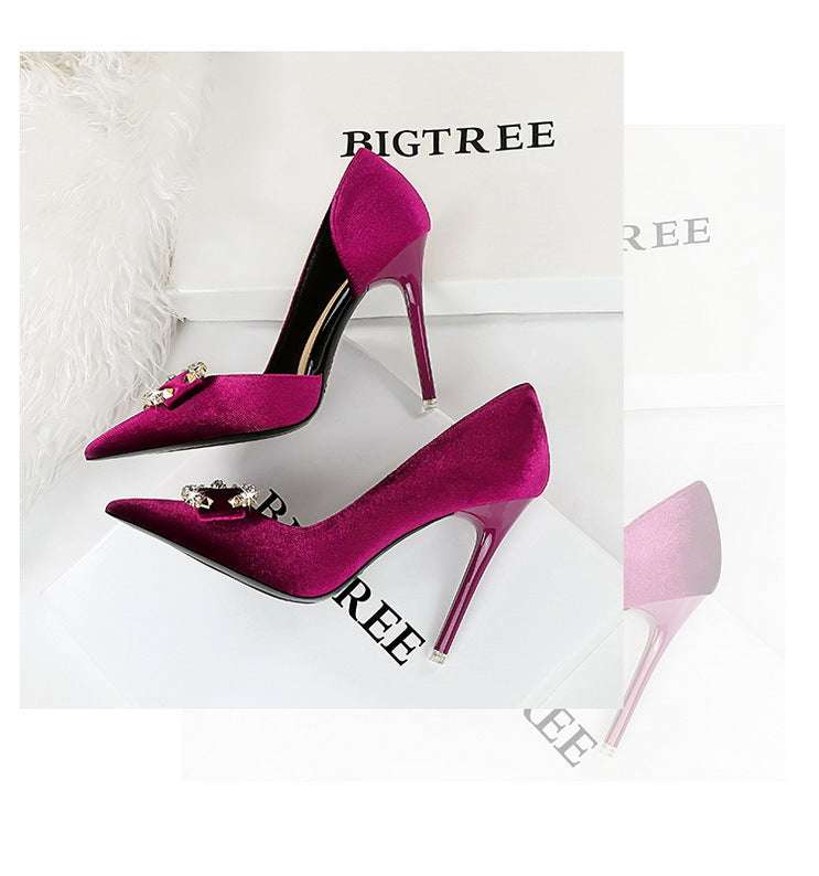 Tacchi alti di lusso Donna 7 cm Tacchi a spillo da 10,5 cm Décolleté da donna con strass in metallo Scarpe da sposa moda Scarpe da ballo sexy da donna 2026 platinumshop