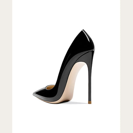 Taglie 48 Scarpe da donna stile classico in vernice con punta a punta Slip On 12 cm Scarpe con tacco alto da donna eleganti Décolleté a spillo semplici Nero Rosso Bianco platinumshop