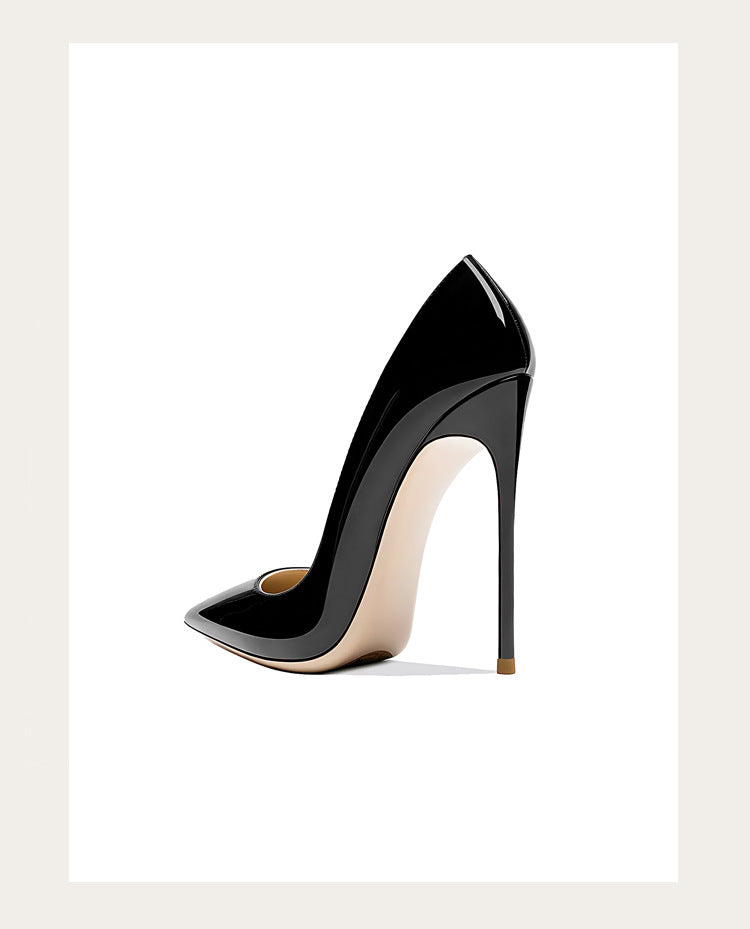 Taglie 48 Scarpe da donna stile classico in vernice con punta a punta Slip On 12 cm Scarpe con tacco alto da donna eleganti Décolleté a spillo semplici Nero Rosso Bianco