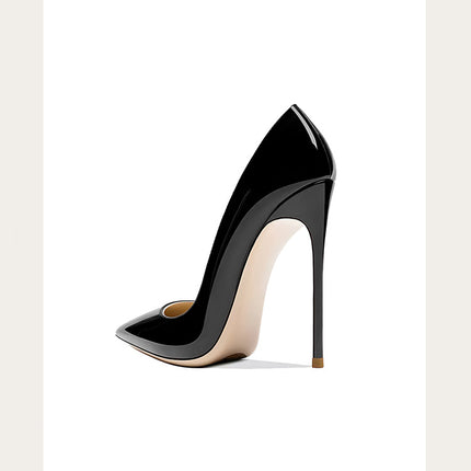 Taglie 48 Scarpe da donna stile classico in vernice con punta a punta Slip On 12 cm Scarpe con tacco alto da donna eleganti Décolleté a spillo semplici Nero Rosso Bianco