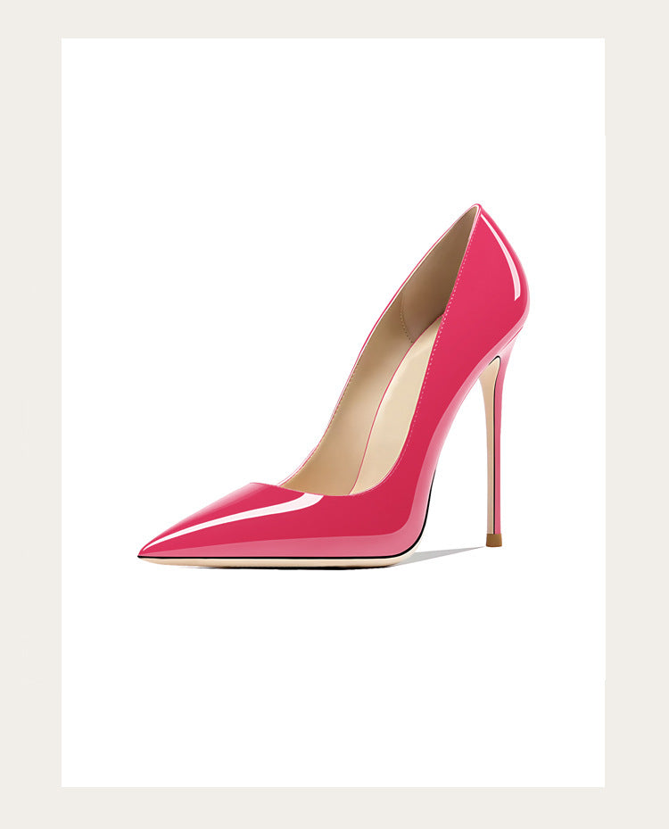 Taglie 48 Scarpe da donna stile classico in vernice con punta a punta Slip On 12 cm Scarpe con tacco alto da donna eleganti Décolleté a spillo semplici Nero Rosso Bianco