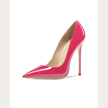 Taglie 48 Scarpe da donna stile classico in vernice con punta a punta Slip On 12 cm Scarpe con tacco alto da donna eleganti Décolleté a spillo semplici Nero Rosso Bianco