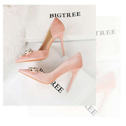 Tacchi alti di lusso Donna 7 cm Tacchi a spillo da 10,5 cm Décolleté da donna con strass in metallo Scarpe da sposa moda Scarpe da ballo sexy da donna 2026 platinumshop