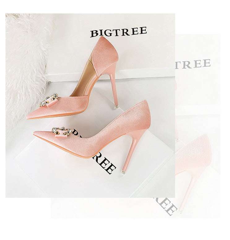 Tacchi alti di lusso Donna 7 cm Tacchi a spillo da 10,5 cm Décolleté da donna con strass in metallo Scarpe da sposa moda Scarpe da ballo sexy da donna 2026 platinumshop