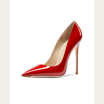 Taglie 48 Scarpe da donna stile classico in vernice con punta a punta Slip On 12 cm Scarpe con tacco alto da donna eleganti Décolleté a spillo semplici Nero Rosso Bianco