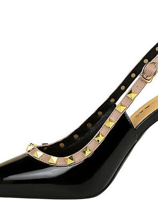 BIGTREE Scarpe Rivetto Design Donna Décolleté in pelle verniciata Tacchi alti Scarpe da festa sexy Stiletto Estate Sandali col tacco alto Tacco da donna platinumshop