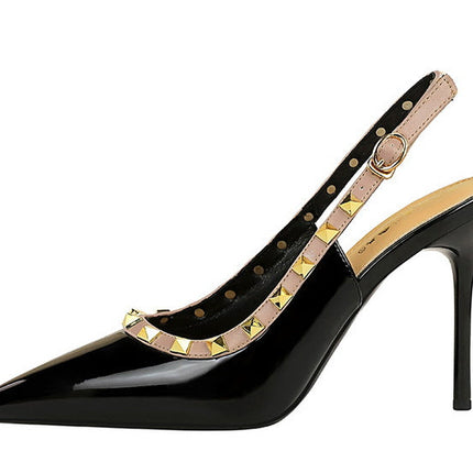 BIGTREE Scarpe Rivetto Design Donna Décolleté in pelle verniciata Tacchi alti Scarpe da festa sexy Stiletto Estate Sandali col tacco alto Tacco da donna platinumshop