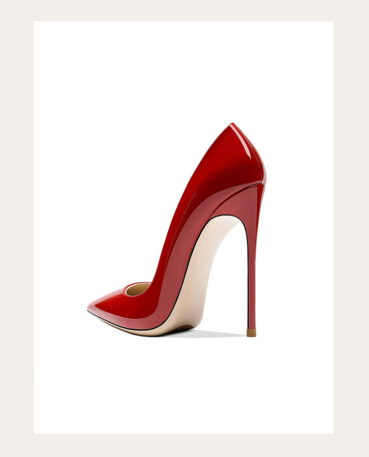 Taglie 48 Scarpe da donna stile classico in vernice con punta a punta Slip On 12 cm Scarpe con tacco alto da donna eleganti Décolleté a spillo semplici Nero Rosso Bianco