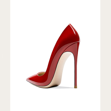 Taglie 48 Scarpe da donna stile classico in vernice con punta a punta Slip On 12 cm Scarpe con tacco alto da donna eleganti Décolleté a spillo semplici Nero Rosso Bianco