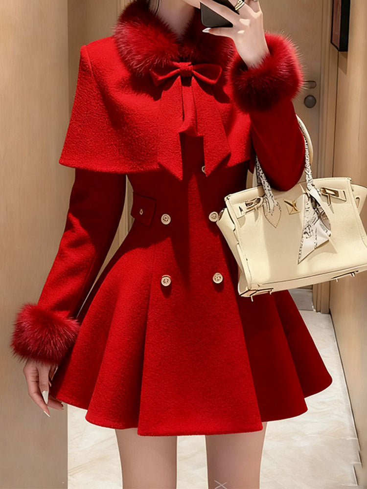 Elegant Mini Dress with Belt Cowl Neck Coat Fragrance Style Lightweight Autumn Fashion New Arrival for Women
