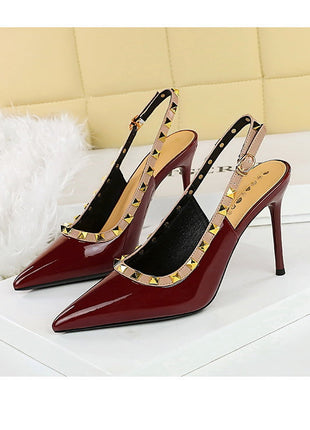 BIGTREE Scarpe Rivetto Design Donna Décolleté in pelle verniciata Tacchi alti Scarpe da festa sexy Stiletto Estate Sandali col tacco alto Tacco da donna platinumshop