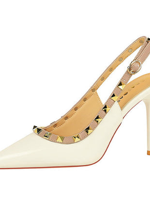 BIGTREE Scarpe Rivetto Design Donna Décolleté in pelle verniciata Tacchi alti Scarpe da festa sexy Stiletto Estate Sandali col tacco alto Tacco da donna platinumshop