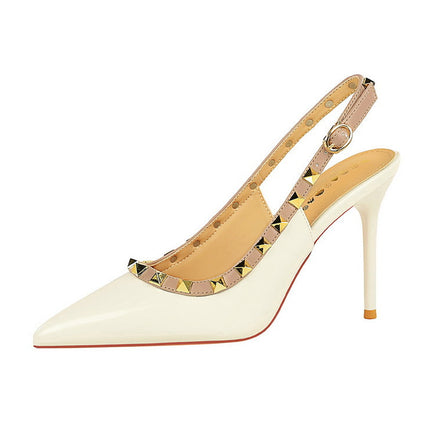 BIGTREE Scarpe Rivetto Design Donna Décolleté in pelle verniciata Tacchi alti Scarpe da festa sexy Stiletto Estate Sandali col tacco alto Tacco da donna platinumshop