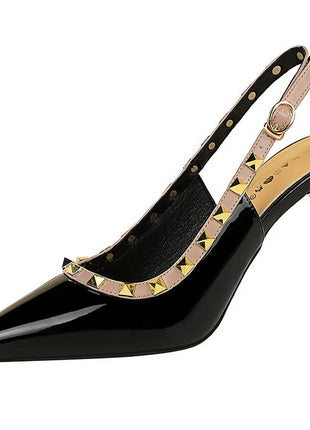BIGTREE Scarpe Rivetto Design Donna Décolleté in pelle verniciata Tacchi alti Scarpe da festa sexy Stiletto Estate Sandali col tacco alto Tacco da donna platinumshop