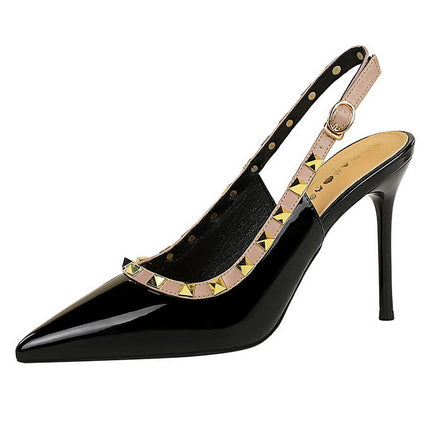 BIGTREE Scarpe Rivetto Design Donna Décolleté in pelle verniciata Tacchi alti Scarpe da festa sexy Stiletto Estate Sandali col tacco alto Tacco da donna platinumshop