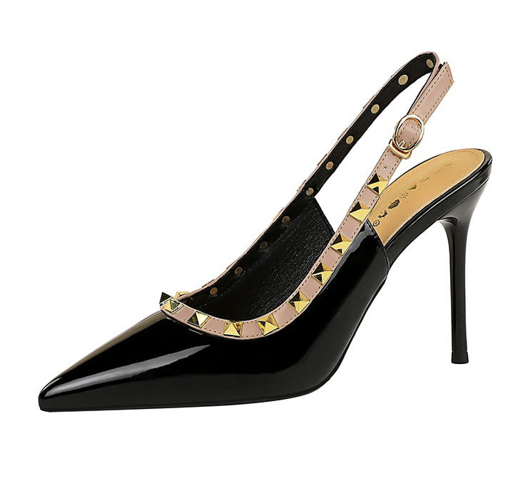 BIGTREE Scarpe Rivetto Design Donna Décolleté in pelle verniciata Tacchi alti Scarpe da festa sexy Stiletto Estate Sandali col tacco alto Tacco da donna platinumshop