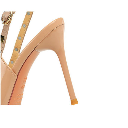 BIGTREE Scarpe Rivetto Design Donna Décolleté in pelle verniciata Tacchi alti Scarpe da festa sexy Stiletto Estate Sandali col tacco alto Tacco da donna platinumshop