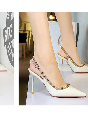 BIGTREE Scarpe Rivetto Design Donna Décolleté in pelle verniciata Tacchi alti Scarpe da festa sexy Stiletto Estate Sandali col tacco alto Tacco da donna platinumshop