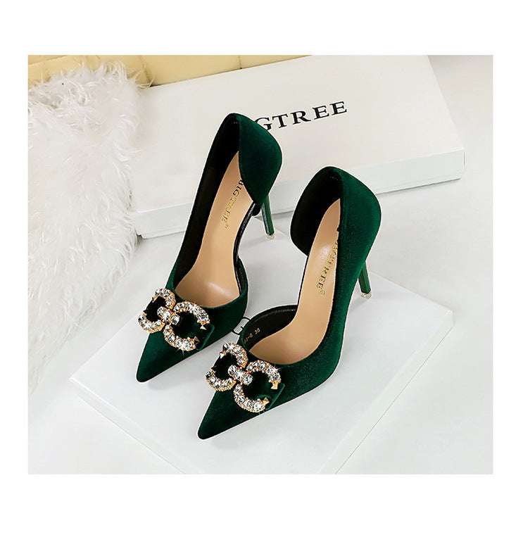 Tacchi alti di lusso Donna 7 cm Tacchi a spillo da 10,5 cm Décolleté da donna con strass in metallo Scarpe da sposa moda Scarpe da ballo sexy da donna 2026 platinumshop