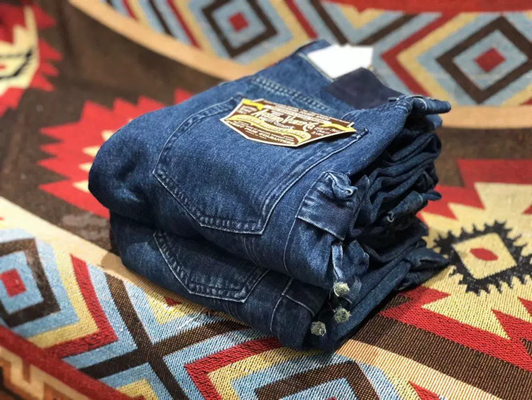 Multi Pockets Heavyweight Cotton Denim Dark Blue Men Pants American Tough Guys Male Overalls Straight Workwear Cargo Trousers