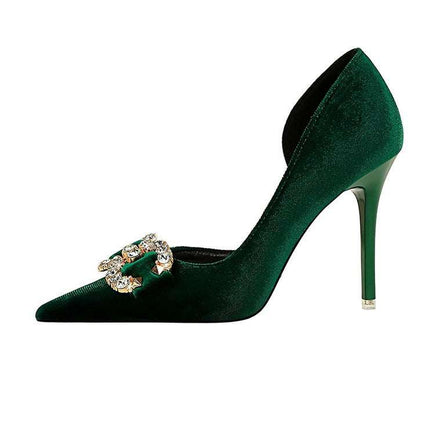 Tacchi alti di lusso Donna 7 cm Tacchi a spillo da 10,5 cm Décolleté da donna con strass in metallo Scarpe da sposa moda Scarpe da ballo sexy da donna 2026 platinumshop