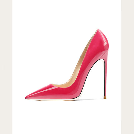 Taglie 48 Scarpe da donna stile classico in vernice con punta a punta Slip On 12 cm Scarpe con tacco alto da donna eleganti Décolleté a spillo semplici Nero Rosso Bianco