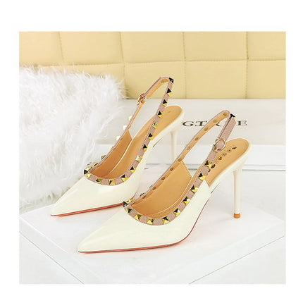 BIGTREE Scarpe Rivetto Design Donna Décolleté in pelle verniciata Tacchi alti Scarpe da festa sexy Stiletto Estate Sandali col tacco alto Tacco da donna platinumshop