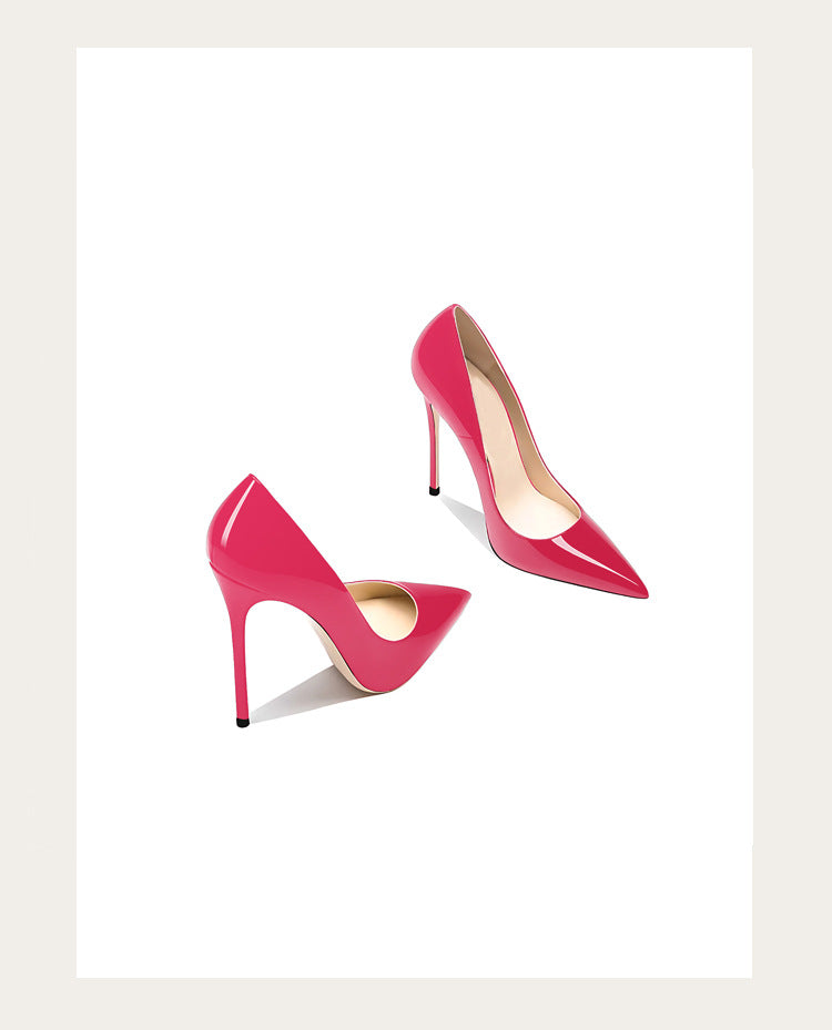 Taglie 48 Scarpe da donna stile classico in vernice con punta a punta Slip On 12 cm Scarpe con tacco alto da donna eleganti Décolleté a spillo semplici Nero Rosso Bianco