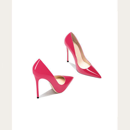 Taglie 48 Scarpe da donna stile classico in vernice con punta a punta Slip On 12 cm Scarpe con tacco alto da donna eleganti Décolleté a spillo semplici Nero Rosso Bianco