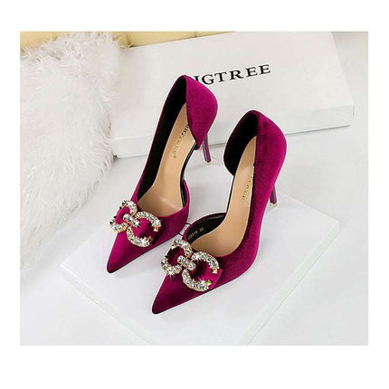 Tacchi alti di lusso Donna 7 cm Tacchi a spillo da 10,5 cm Décolleté da donna con strass in metallo Scarpe da sposa moda Scarpe da ballo sexy da donna 2026 platinumshop