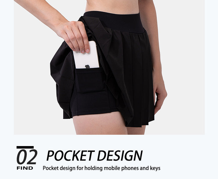 Minigonna estiva sexy da donna con bendaggio laterale, vita alta elasticizzata, con pantaloncini integrati, modello A-line slim, stile tennis, ideale per il club.