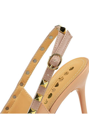 BIGTREE Scarpe Rivetto Design Donna Décolleté in pelle verniciata Tacchi alti Scarpe da festa sexy Stiletto Estate Sandali col tacco alto Tacco da donna platinumshop