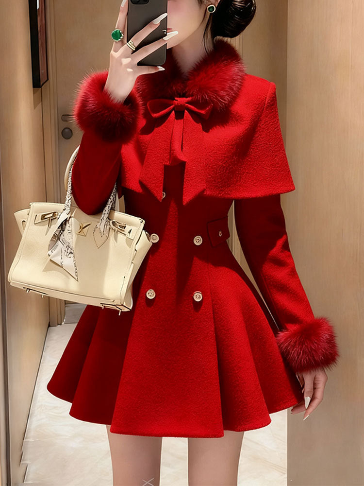 Elegant Mini Dress with Belt Cowl Neck Coat Fragrance Style Lightweight Autumn Fashion New Arrival for Women