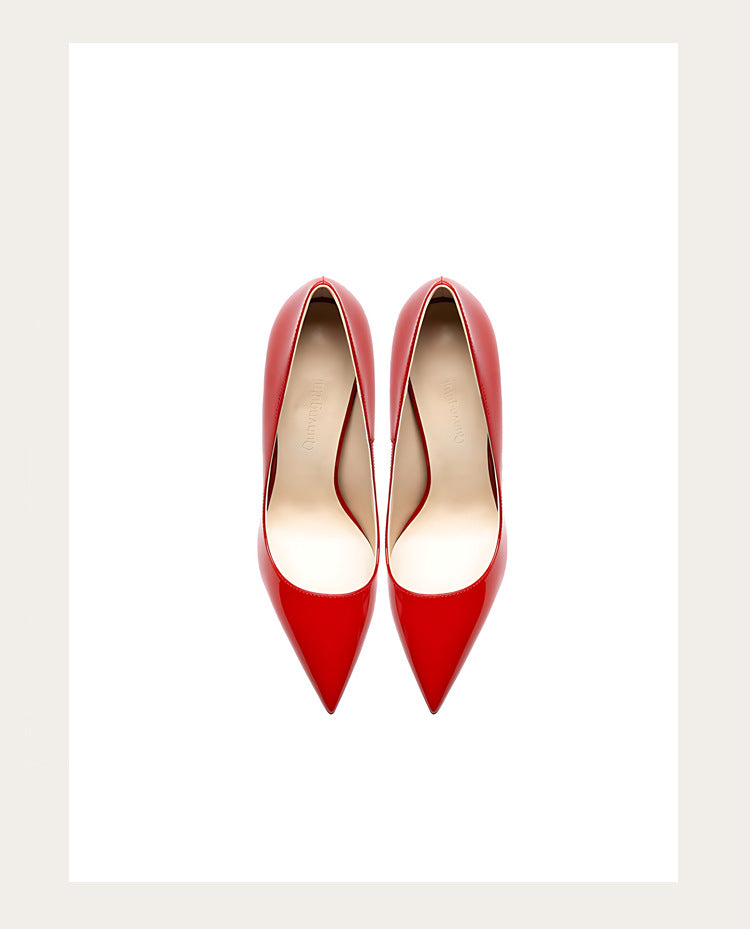 Taglie 48 Scarpe da donna stile classico in vernice con punta a punta Slip On 12 cm Scarpe con tacco alto da donna eleganti Décolleté a spillo semplici Nero Rosso Bianco platinumshop