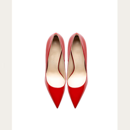 Taglie 48 Scarpe da donna stile classico in vernice con punta a punta Slip On 12 cm Scarpe con tacco alto da donna eleganti Décolleté a spillo semplici Nero Rosso Bianco